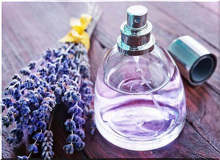 Perfume bottle with lavender scent