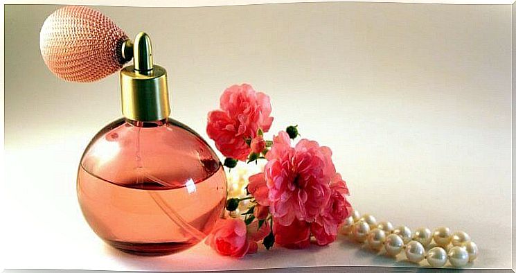 Perfume bottles with florets