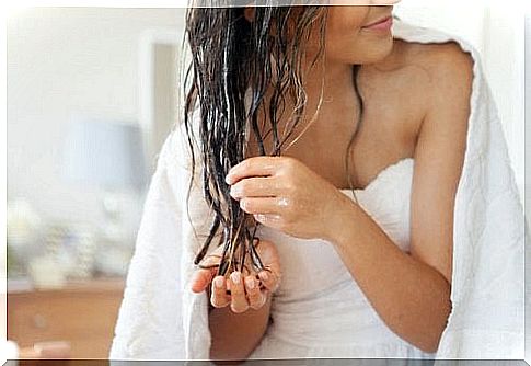 Moisturize hair with cocoa butter and coconut oil