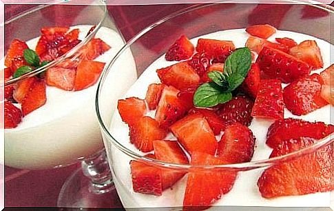 Breakfast with fruit - strawberries