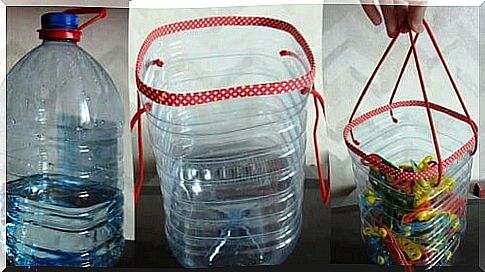 Recycle plastic bottles and use them to make a basket