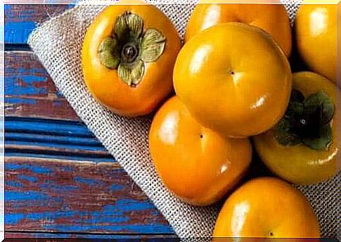 Persimmons on a table